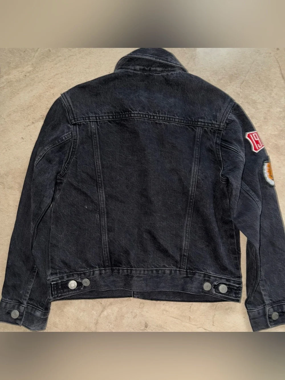 GAP Kids Black Denim Jacket with Patch Details